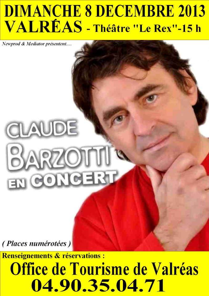 affiche concert Claude Barzotti  de Valréas (84) 