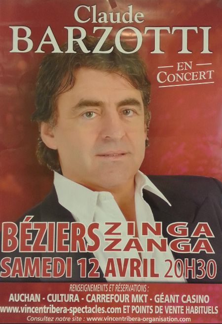 affiche du concert au ZINGA ZANGA de Béziers