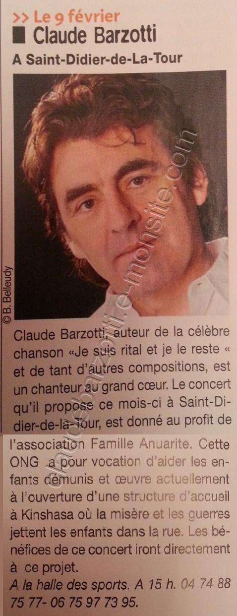 article de presse concert Claude Barzotti St Didier de la Tour
