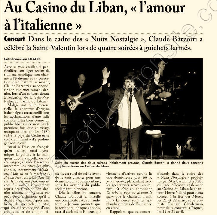 Au casino du Liban "l'amour à l'italienne"
